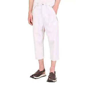 Rick Owens DRKSHDW Cargo Collapse Cropped Cut Pant 36 L Mens White SS 20 NWT